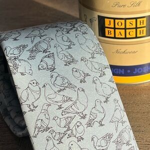 Josh Bach Pigeons Silk Necktie 🕊️ Novelty Print | New in Box